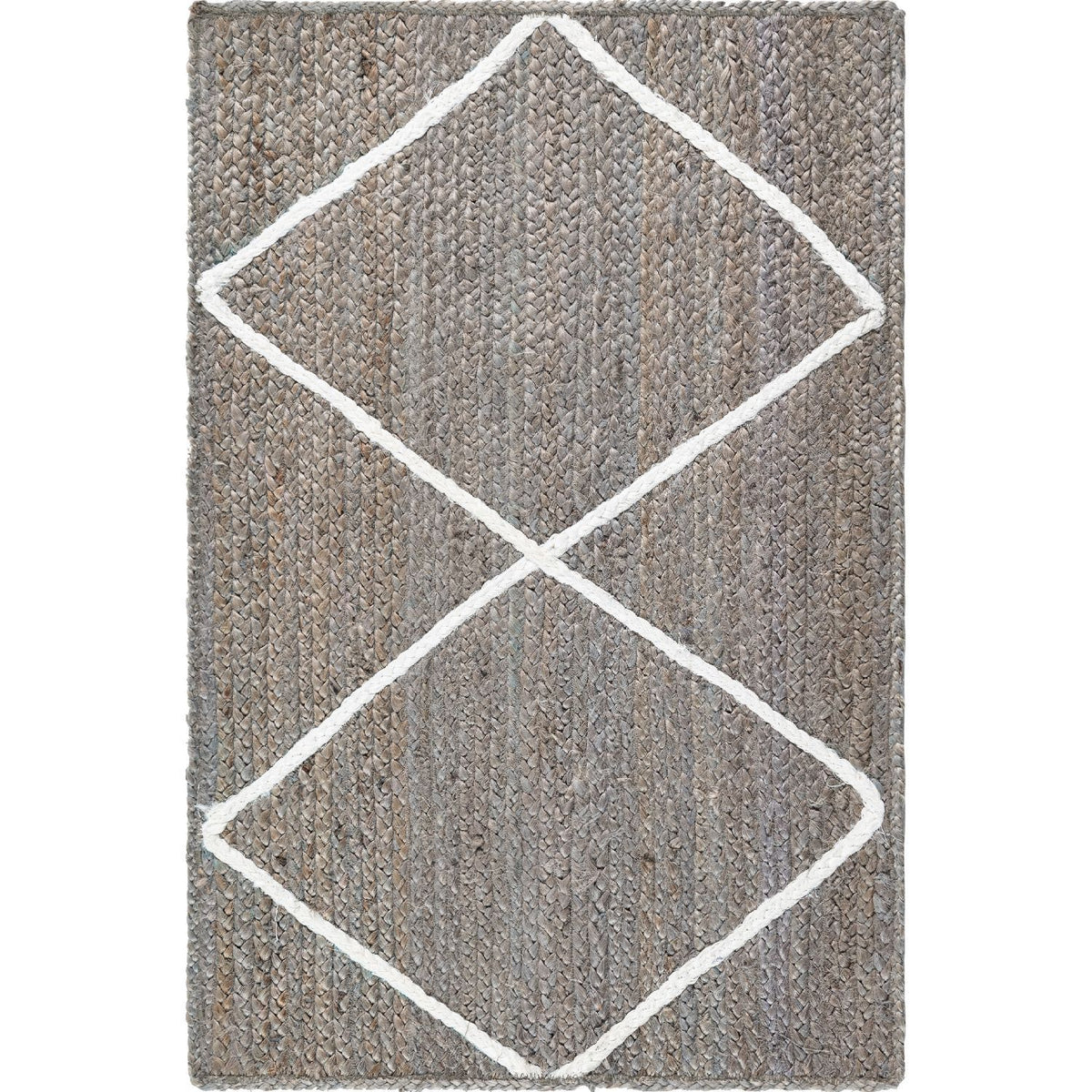 Unique Loom Trellis Braided Jute BJT012GRY Gray/Ivory Rug