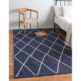 unique loom trellis braided jute bjt012nvb navy blue ivory rug