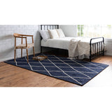 unique loom trellis braided jute bjt012nvb navy blue ivory rug
