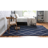 unique loom trellis braided jute bjt012nvb navy blue ivory rug