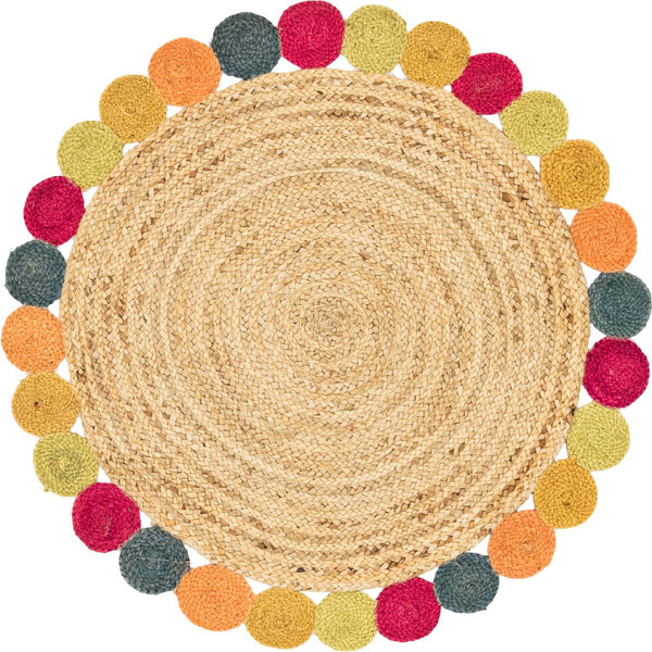 Unique Loom Circles Braided Jute BJT014NAT Natural Rug