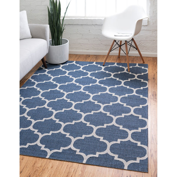 unique loom trellis decatur geo001nvb navy blue ivory rug