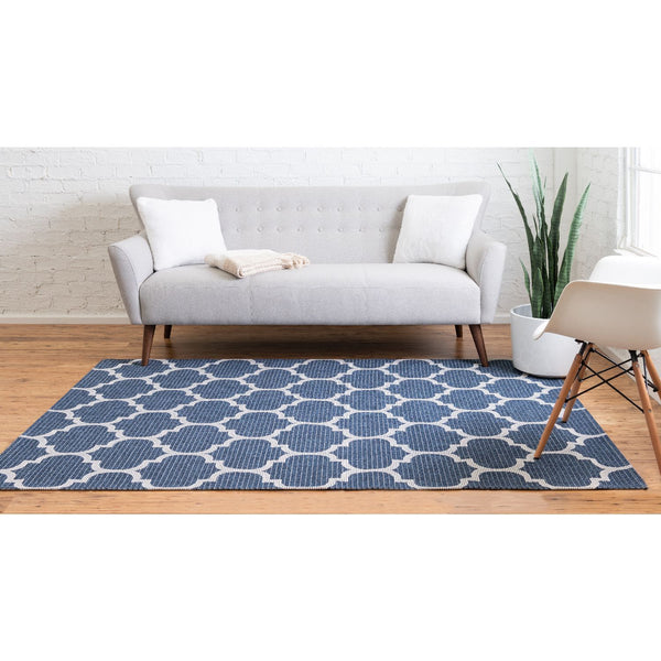 unique loom trellis decatur geo001nvb navy blue ivory rug