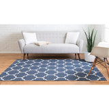 unique loom trellis decatur geo001nvb navy blue ivory rug