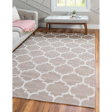 unique loom trellis decatur geo001tau taupe ivory rug