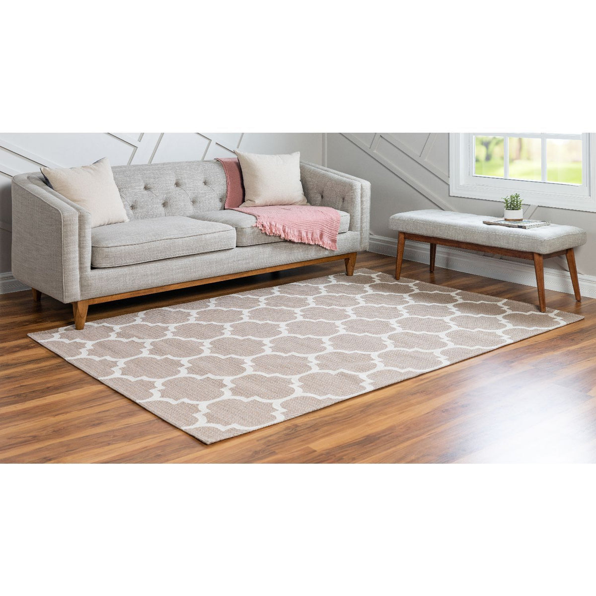 unique loom trellis decatur geo001tau taupe ivory rug