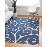 unique loom scroll decatur geo003nvb navy blue ivory rug
