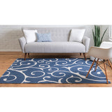 unique loom scroll decatur geo003nvb navy blue ivory rug