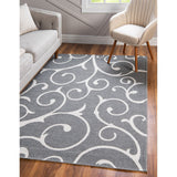 unique loom scroll decatur geo003dgr dark gray ivory rug