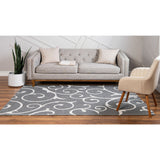 unique loom scroll decatur geo003dgr dark gray ivory rug