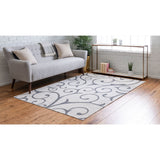 unique loom scroll decatur geo003ivr ivory gray rug