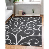 unique loom scroll decatur geo003blk black ivory rug