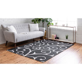 unique loom scroll decatur geo003blk black ivory rug