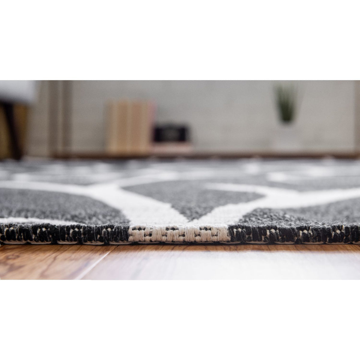 unique loom scroll decatur geo003blk black ivory rug