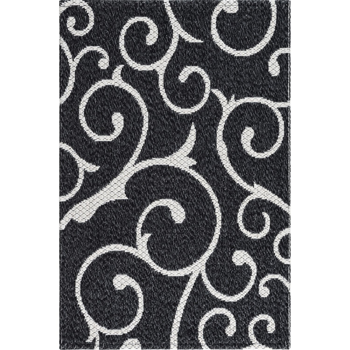 Unique Loom Scroll Decatur GEO003BLK Black/Ivory Rug