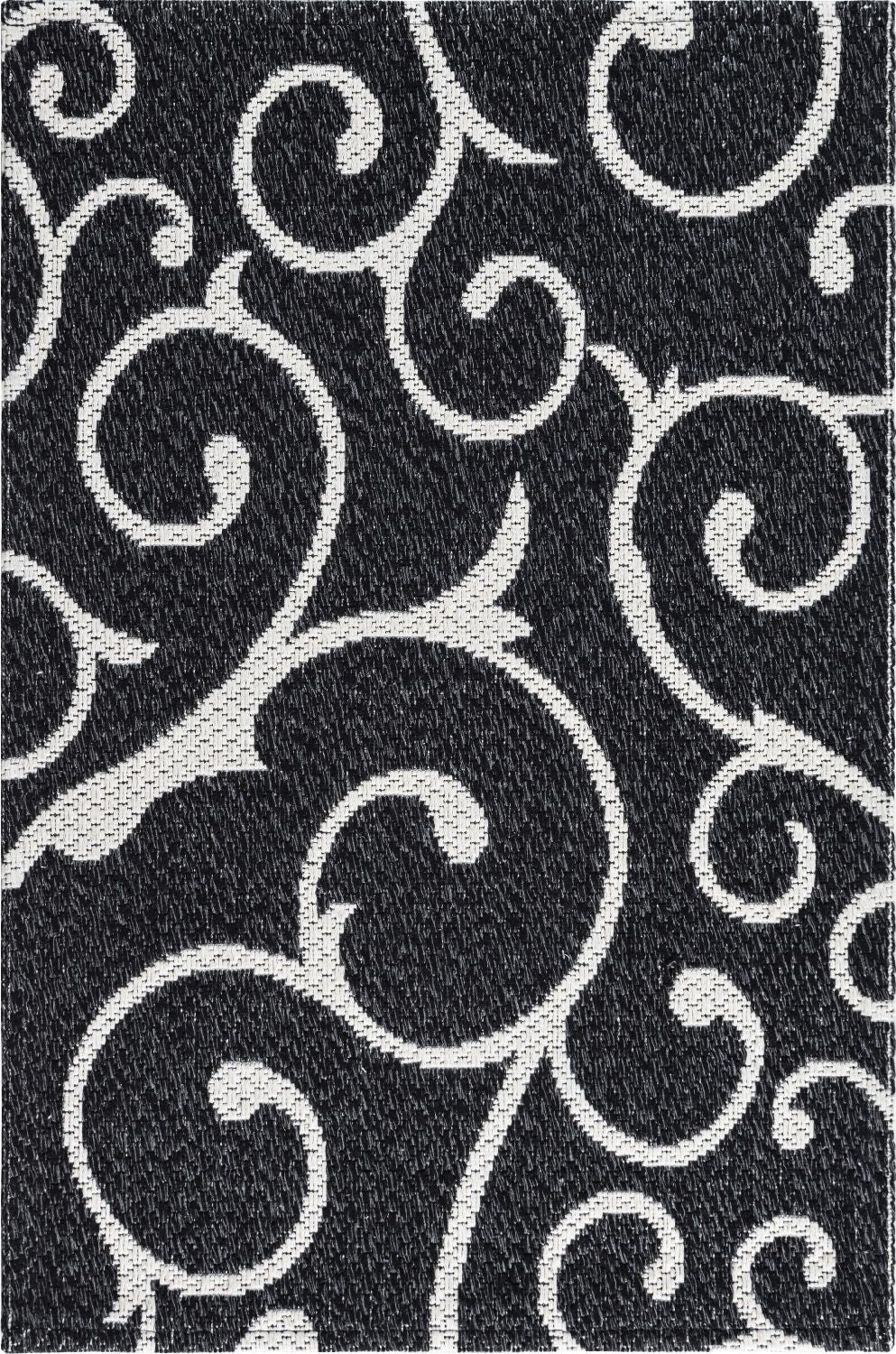 unique loom scroll decatur geo003blk black ivory rug