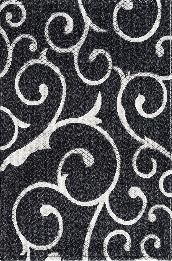 unique loom scroll decatur geo003blk black ivory rug