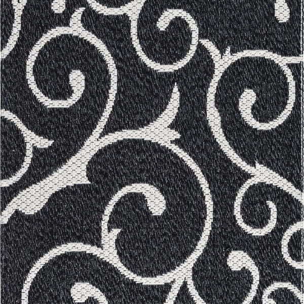 Unique Loom Scroll Decatur GEO003BLK Black/Ivory Rug