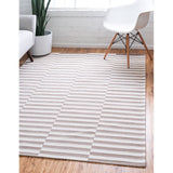 unique loom striped decatur geo005tau taupe ivory rug