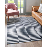 unique loom striped decatur geo005blk black ivory rug