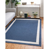 unique loom border decatur geo006nvb navy blue ivory rug