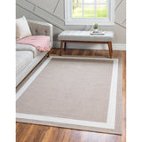 unique loom border decatur geo006tau taupe ivory rug