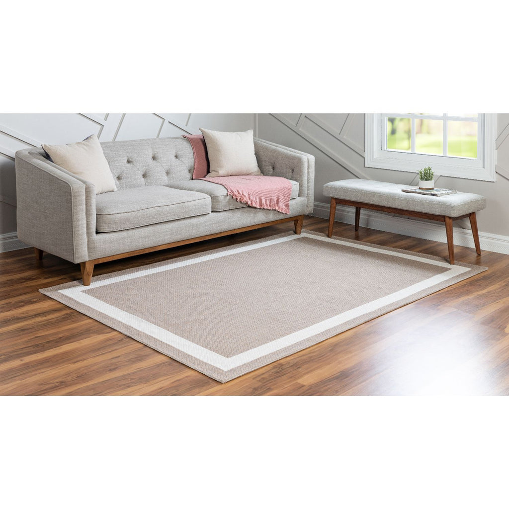 unique loom border decatur geo006tau taupe ivory rug