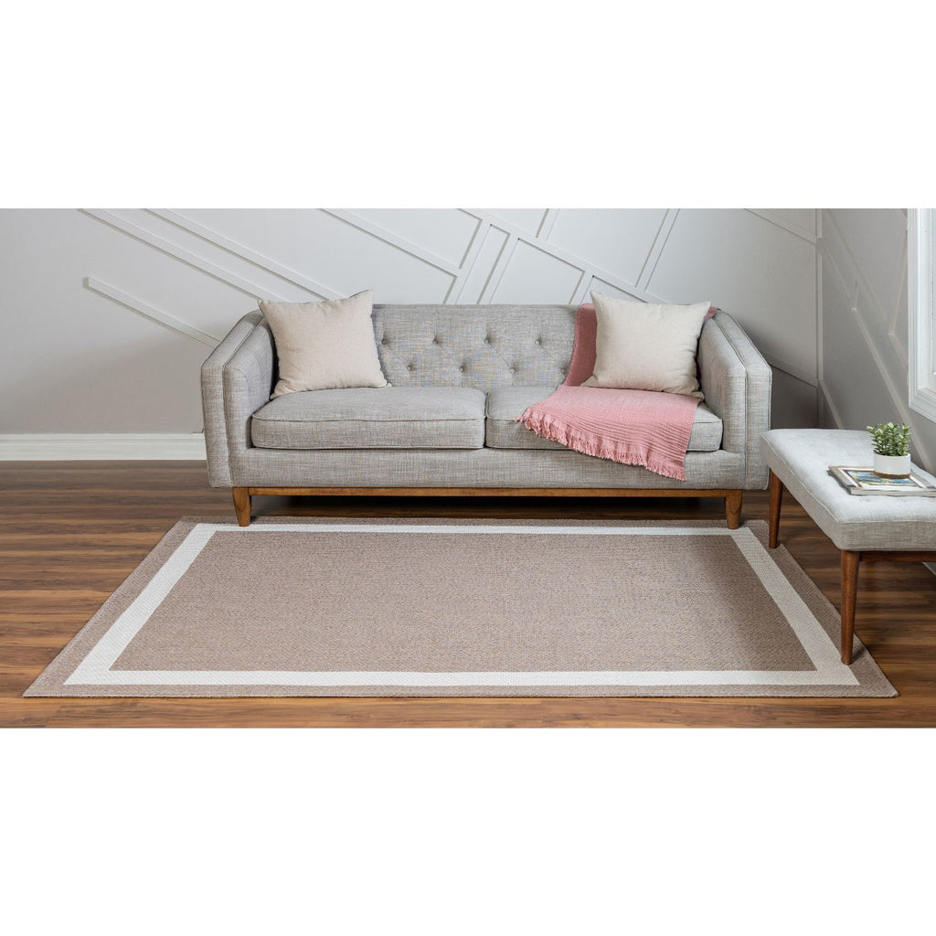 unique loom border decatur geo006tau taupe ivory rug