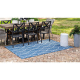 unique loom outdoor links trellis otr010nvb navy blue ivory rug