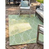 unique loom outdoor links trellis otr010grn green ivory rug