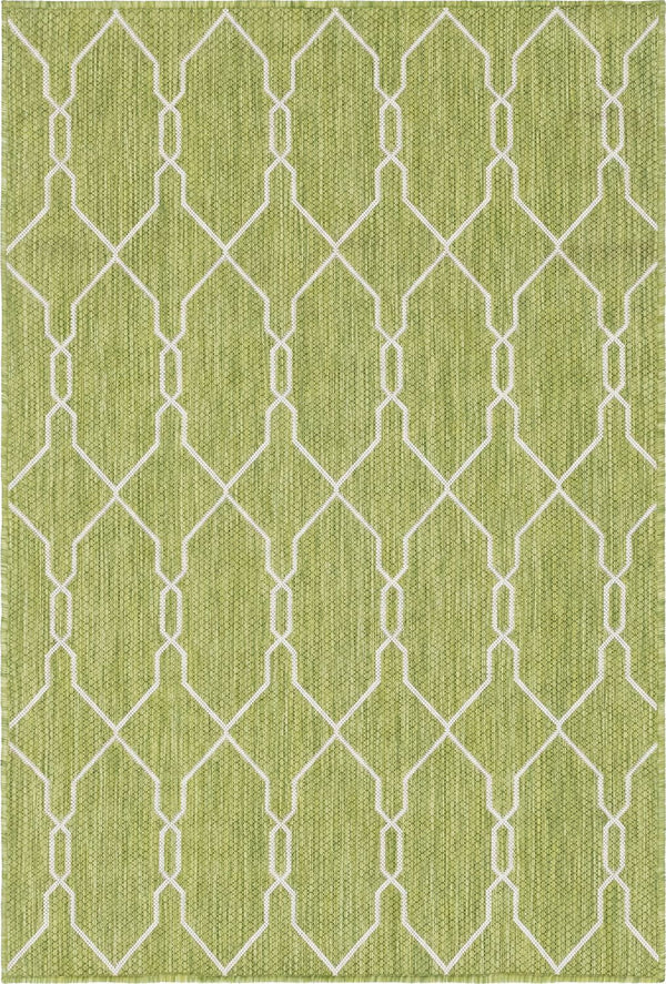 Unique Loom Outdoor Links Trellis OTR010GRN Green/Ivory Rug