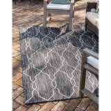 unique loom outdoor links trellis otr010cha charcoal ivory rug