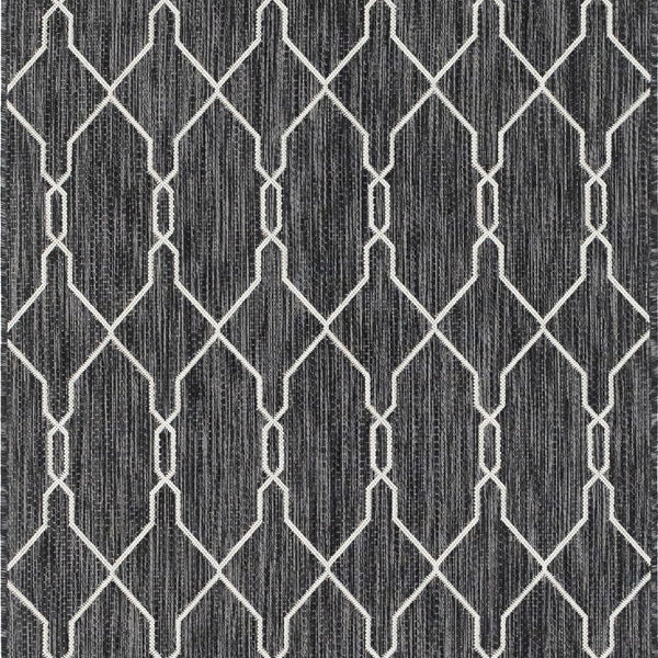Unique Loom Outdoor Links Trellis OTR010CHA Charcoal/Ivory Rug