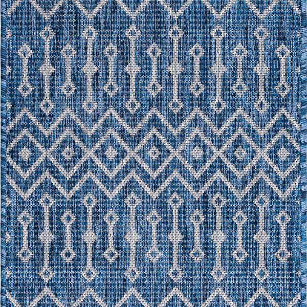 Unique Loom Outdoor Tribal Trellis OTR009BLU Blue/Ivory Rug