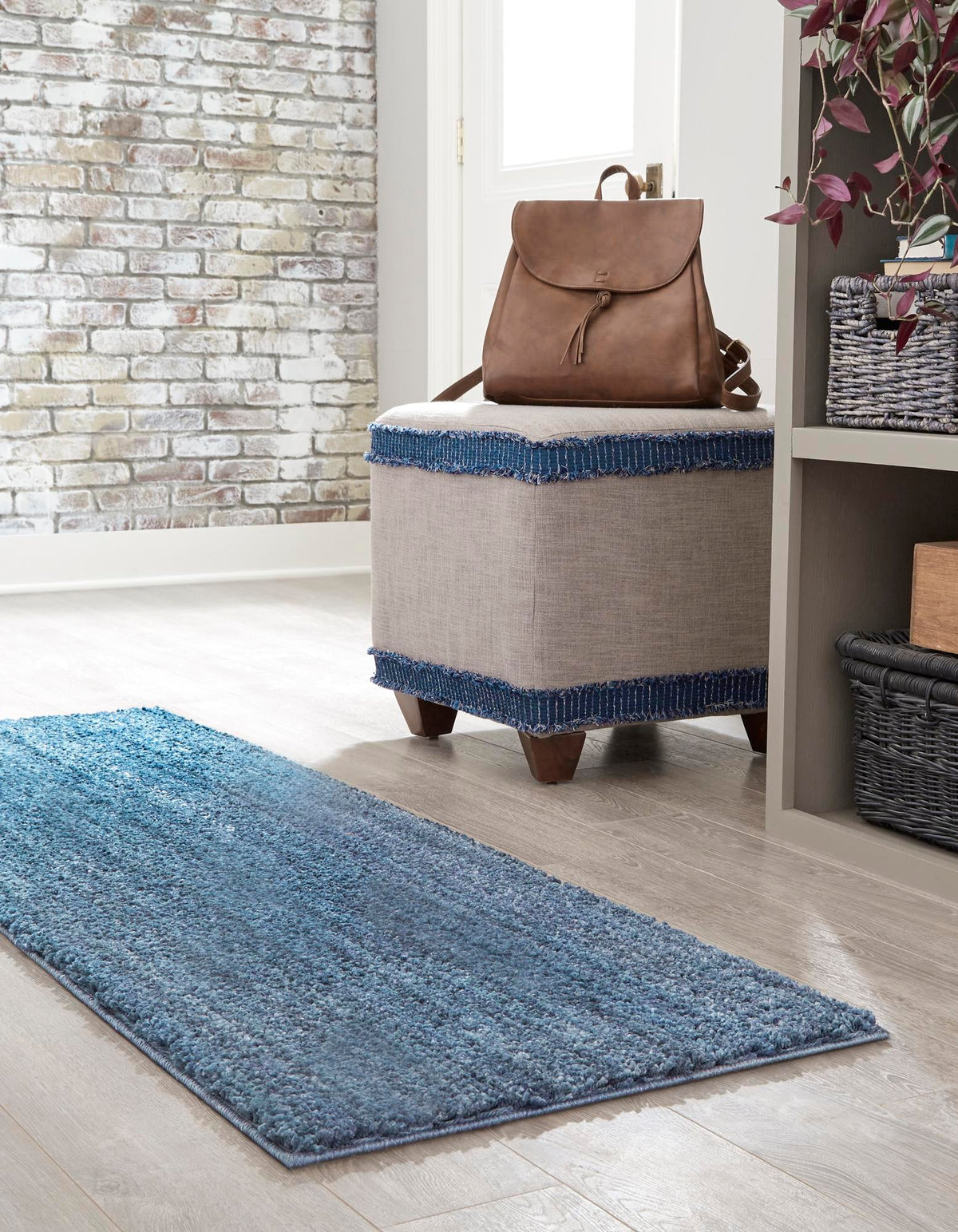 unique loom jill zarin shaggy chic shaggy blueberry blue rug
