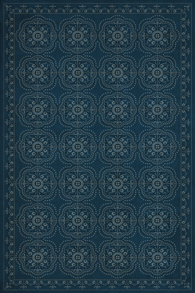 spicher and company classic vinyl pattern 28 blue bandana rug