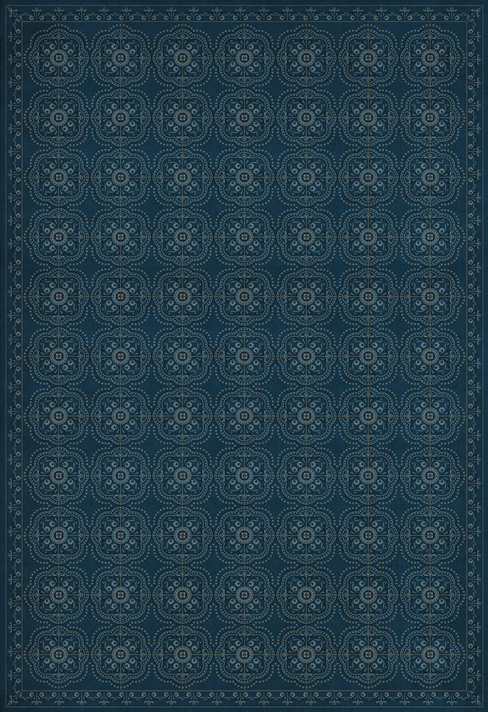 spicher and company classic vinyl pattern 28 blue bandana rug