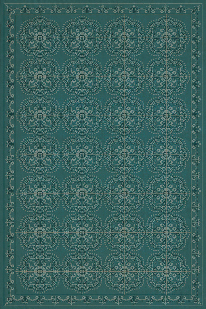 spicher and company classic vinyl pattern 28 teal bandana rug