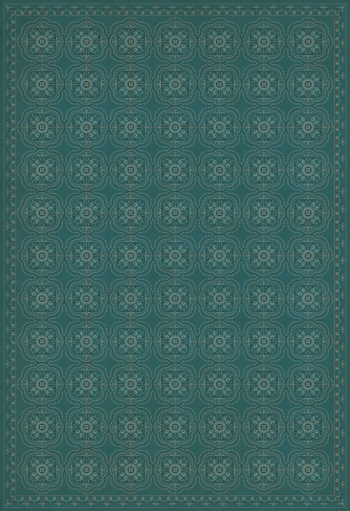 spicher and company classic vinyl pattern 28 teal bandana rug