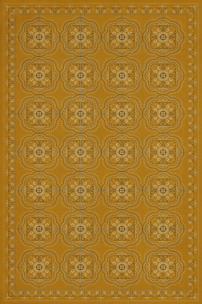 spicher and company classic vinyl pattern 28 yellow bandana rug