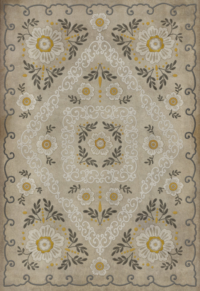 spicher and company classic vinyl pattern 69 charmed to meet you rug