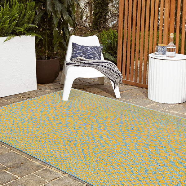 Unique Loom Jill Zarin Outdoor Cape Town Yellow Teal Rug