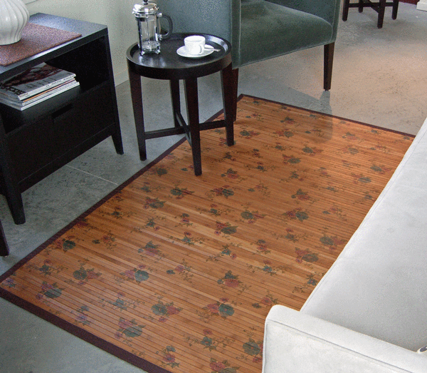 Anji Mountain Bamboo Rug, Co. Chinese Roses AMB0081 Natural Rug