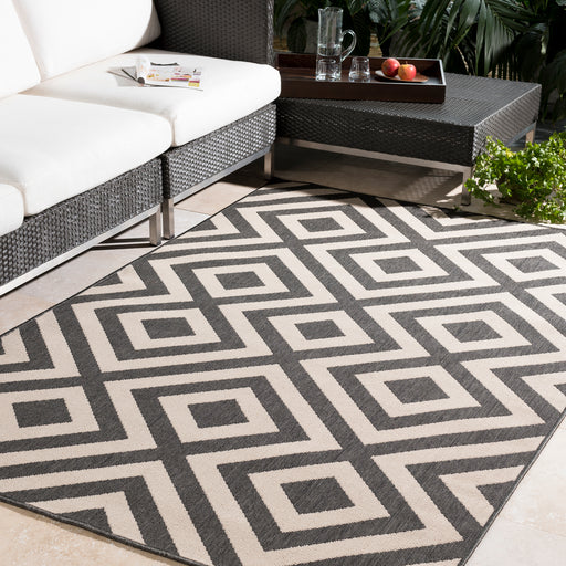 Geometric Surya Alfresco Black Rug | Contemporary Rugs | Rugs Done Right