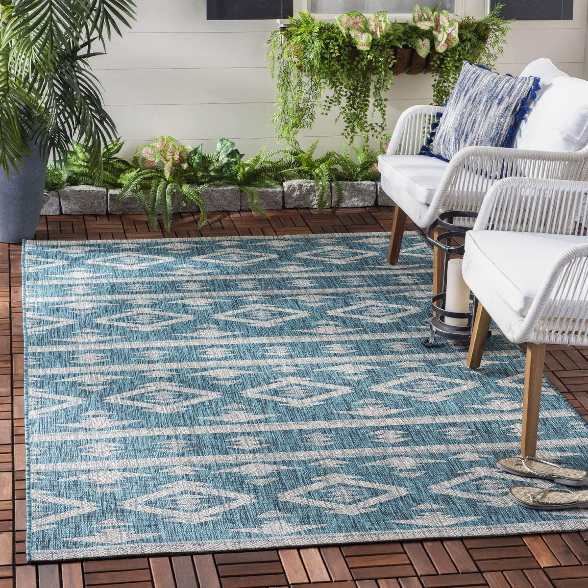 Safavieh Clearance Courtyard CY8863-37221 Teal Rug