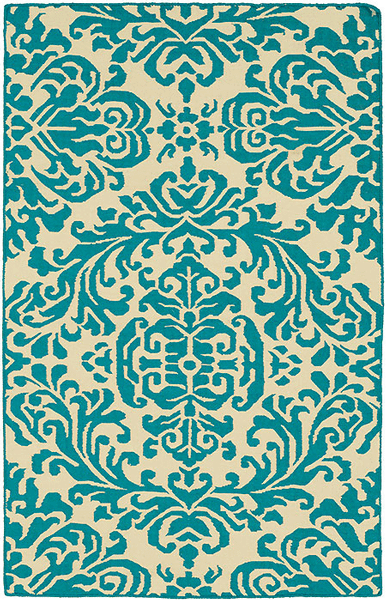 HRI Damask DHG11 Aqua Rug