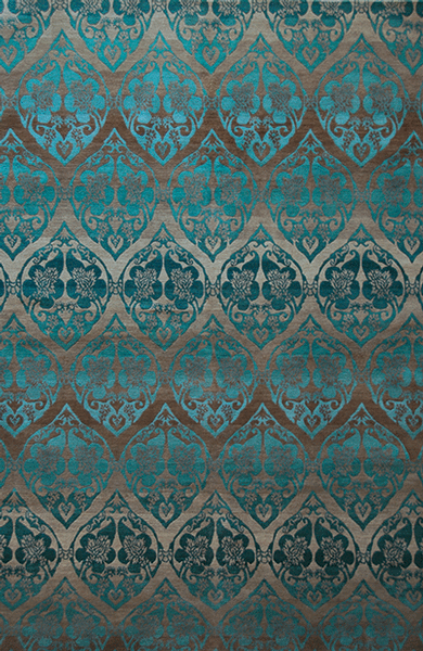 Tibet Rug Company 100 CT GARDEN LATTICE Teal Rug