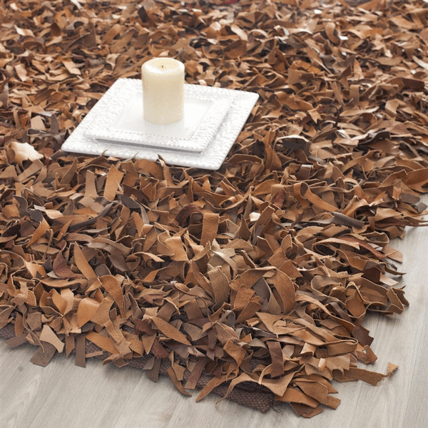 Safavieh Clearance Leather Shag LSG511K Brown Rug