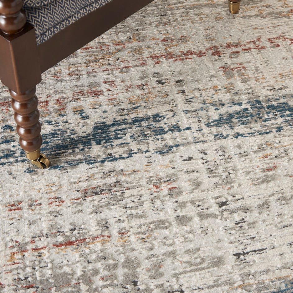 nourison rustic textures rus14 light grey multi rug