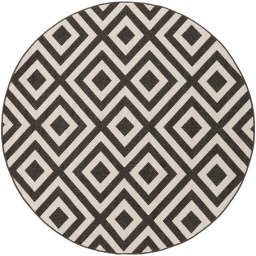 Surya Alfresco Round Black Rug | Geometric Rugs | Rugs Done Right